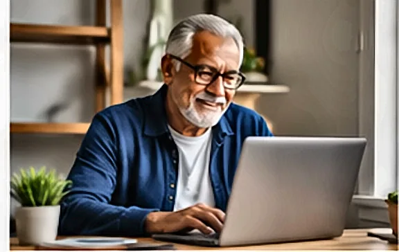 Consignado Para Quem Tem Nome Sujo: Como Funciona e Como Contratar Aposentado do INSS sorridente e tranquilo — Consignado Para Quem Tem Nome Sujo: Como Funciona e Como Contratar