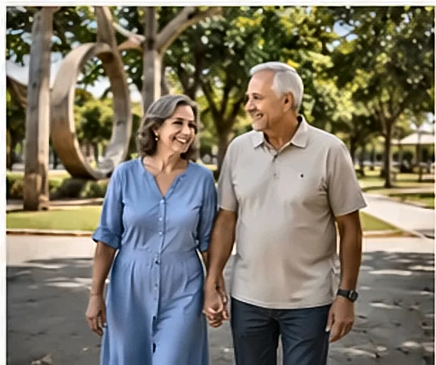 Reserva de Emergência: Como Criar e Onde Guardar Casal de idosos aposentados passeando no parque — Reserva de Emergência: Como Criar e Onde Guardar