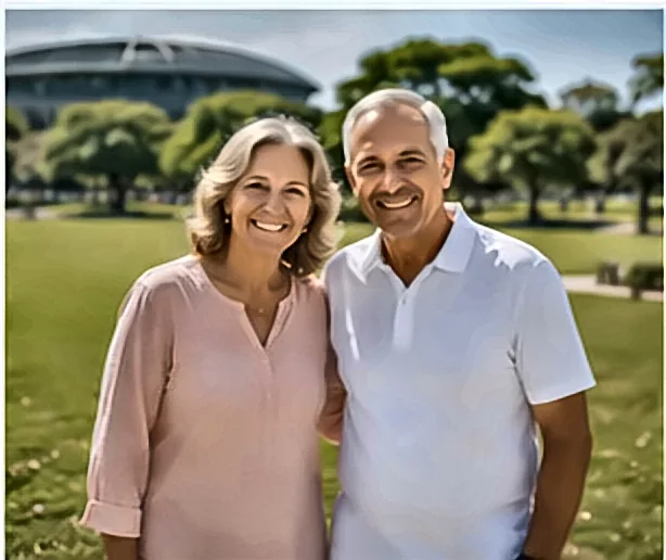 Planejamento Financeiro Para a Transição Para a Aposentadoria Casal de idosos aposentados passeando no parque — Planejamento Financeiro Para a Transição Para a Aposentadoria