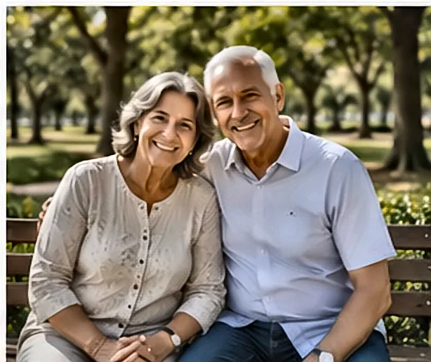 Aposentadoria Especial e Insalubridade: Quem Tem Direito, Como Comprovar e o Consignado Para Esse Público Casal de idosos aposentados passeando no parque — Aposentadoria Especial e Insalubridade: Quem Tem Direito, Como Comprovar e o Consignado Para Esse Público