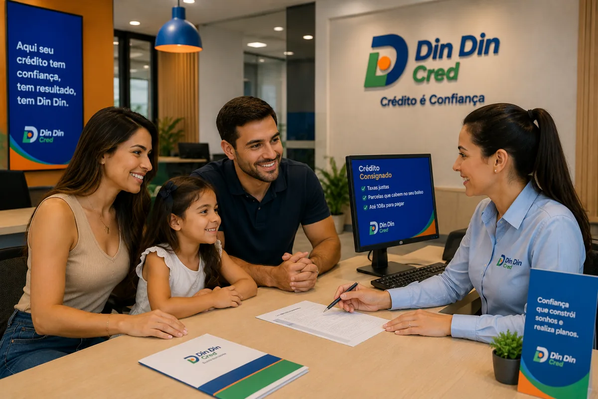 Guia Completo do Empréstimo Consignado Cliente em atendimento humanizado na loja da Din Din Cred — Guia Completo do Empréstimo Consignado