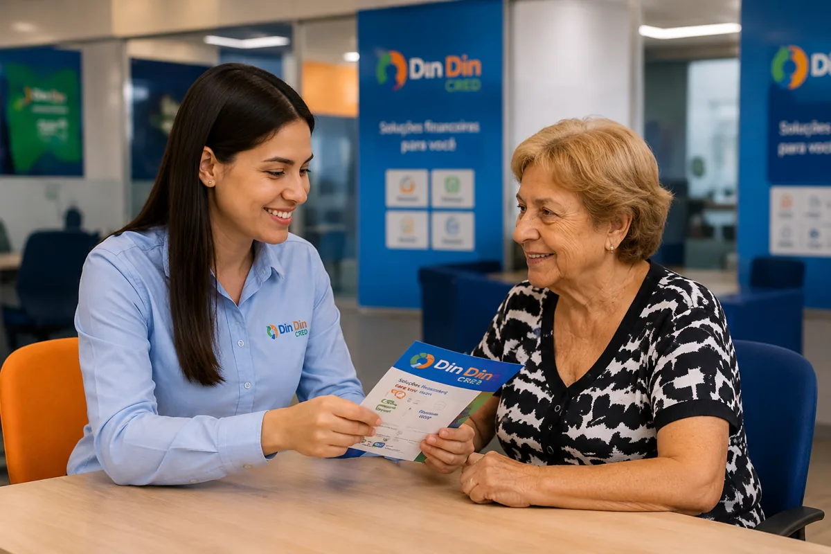 Cliente em atendimento humanizado na loja da Din Din Cred — Margem Consignável: O Guia Técnico Completo Sobre Como Funciona e Como Calcular