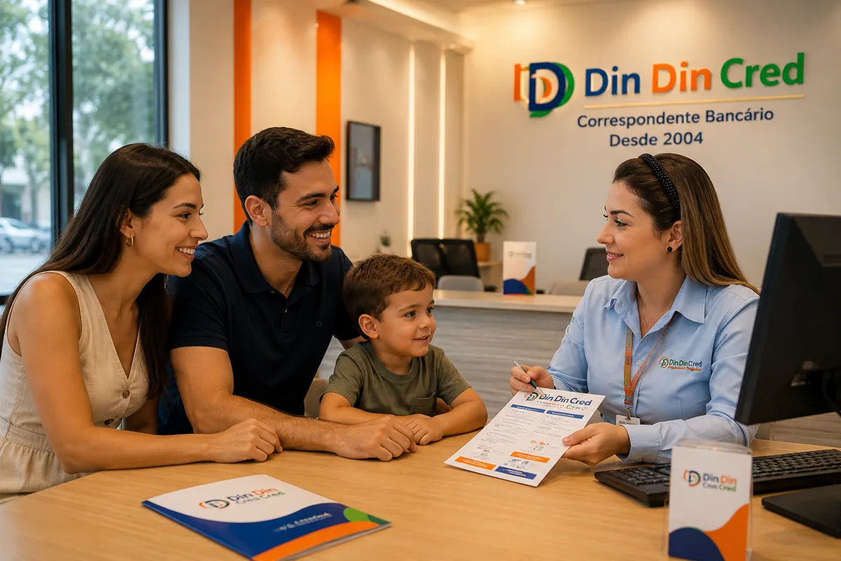 Cliente em atendimento humanizado na loja da Din Din Cred — Benefício Bloqueado Para Consignado: O Que é, Por Que Acontece e Como Resolver