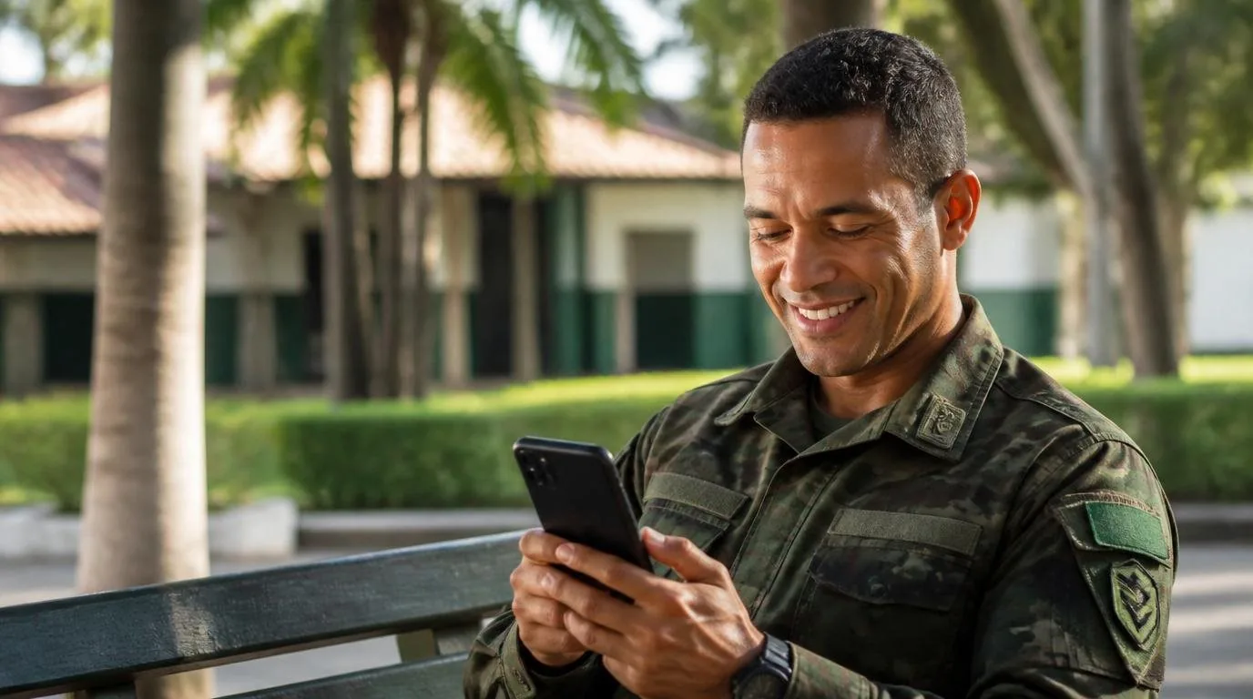 Empréstimo Consignado Militar: Como Funciona e Qual Sua Margem Disponível Militar das Forças Armadas analisando condições de consignado