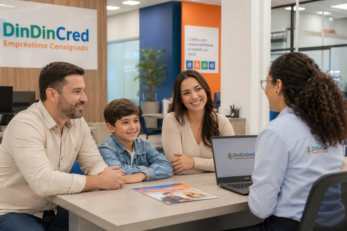Cliente recebendo explicação sobre troco do consignado
