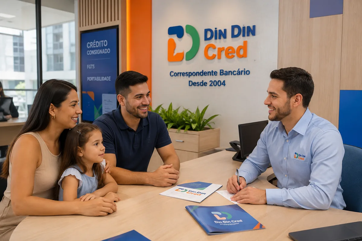 Consignado Vale a Pena? Descubra Por Que Milhões de Brasileiros Já Contrataram Família sorridente após contratar consignado com a Din Din Cred