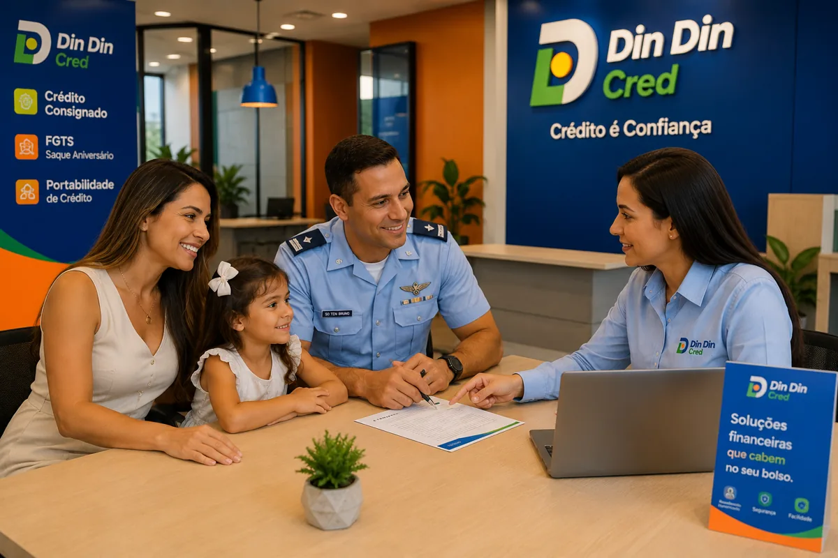 Consignado Recebendo Um Salário Mínimo: É Possível e Pode Mudar Suas Finanças Aposentado sorridente sendo atendido na Din Din Cred