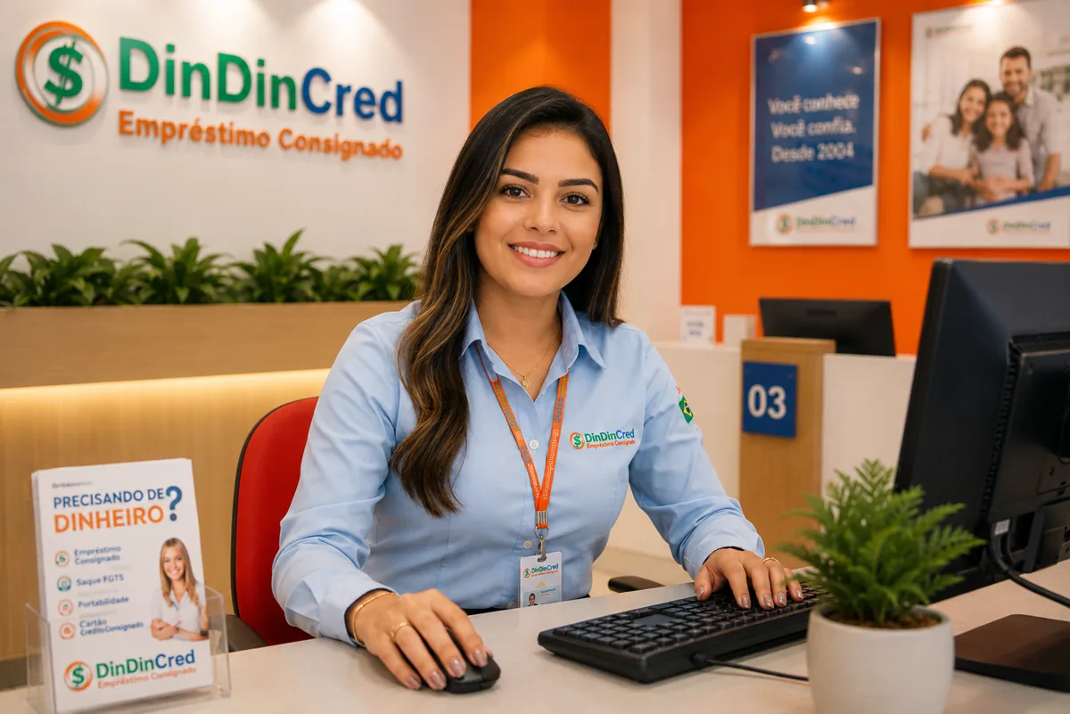 Os 7 Erros Mais Comuns de Quem Contrata Consignado (e Como Evitar Cada Um) Especialista da Din Din Cred orientando cliente para evitar erros no consignado