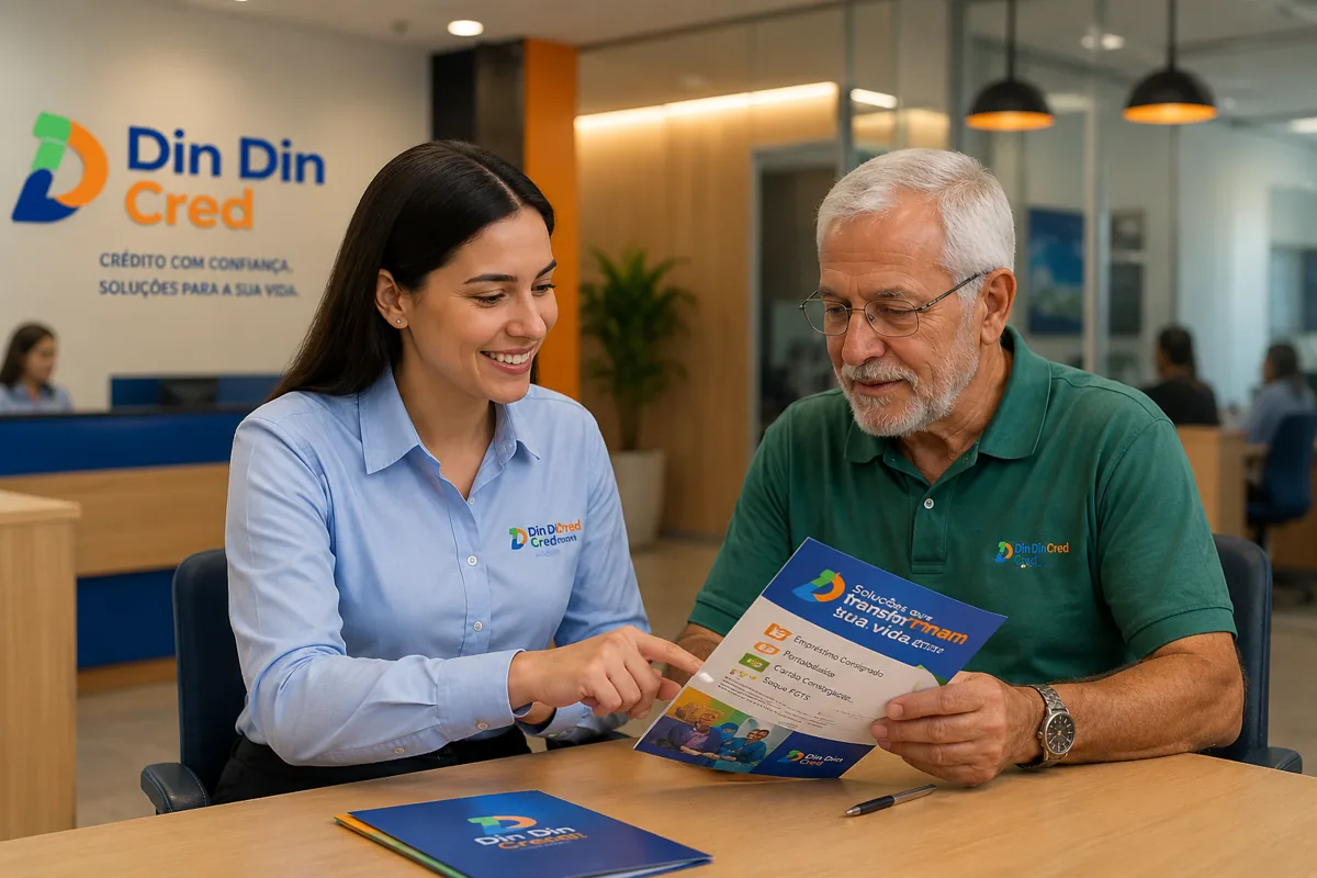 Cartão Consignado e Cartão Benefício: Como a Din Din Cred Apresenta as Melhores Opções Equipe da Din Din Cred em atendimento humanizado — Cartão Consignado e Cartão Benefício: Como a Din Din Cred Apresenta as Melhores Opções