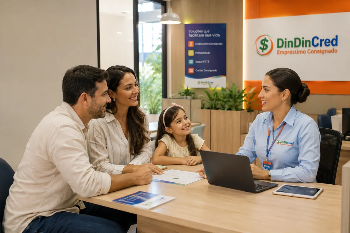 Como Escolher o Melhor Correspondente Bancário Para Seu Consignado Equipe da Din Din Cred em atendimento humanizado — Como Escolher o Melhor Correspondente Bancário Para Seu Consignado