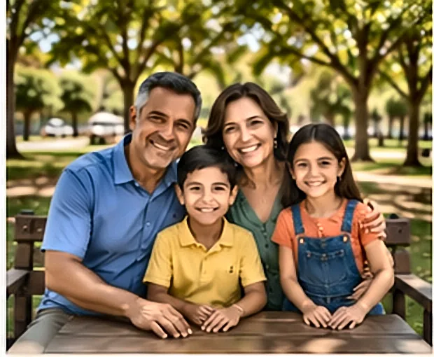 Família feliz planejando as finanças — Usar Consignado Para Quitar Dívida Cara: A Estratégia Mais Inteligente Para Sair do Vermelho