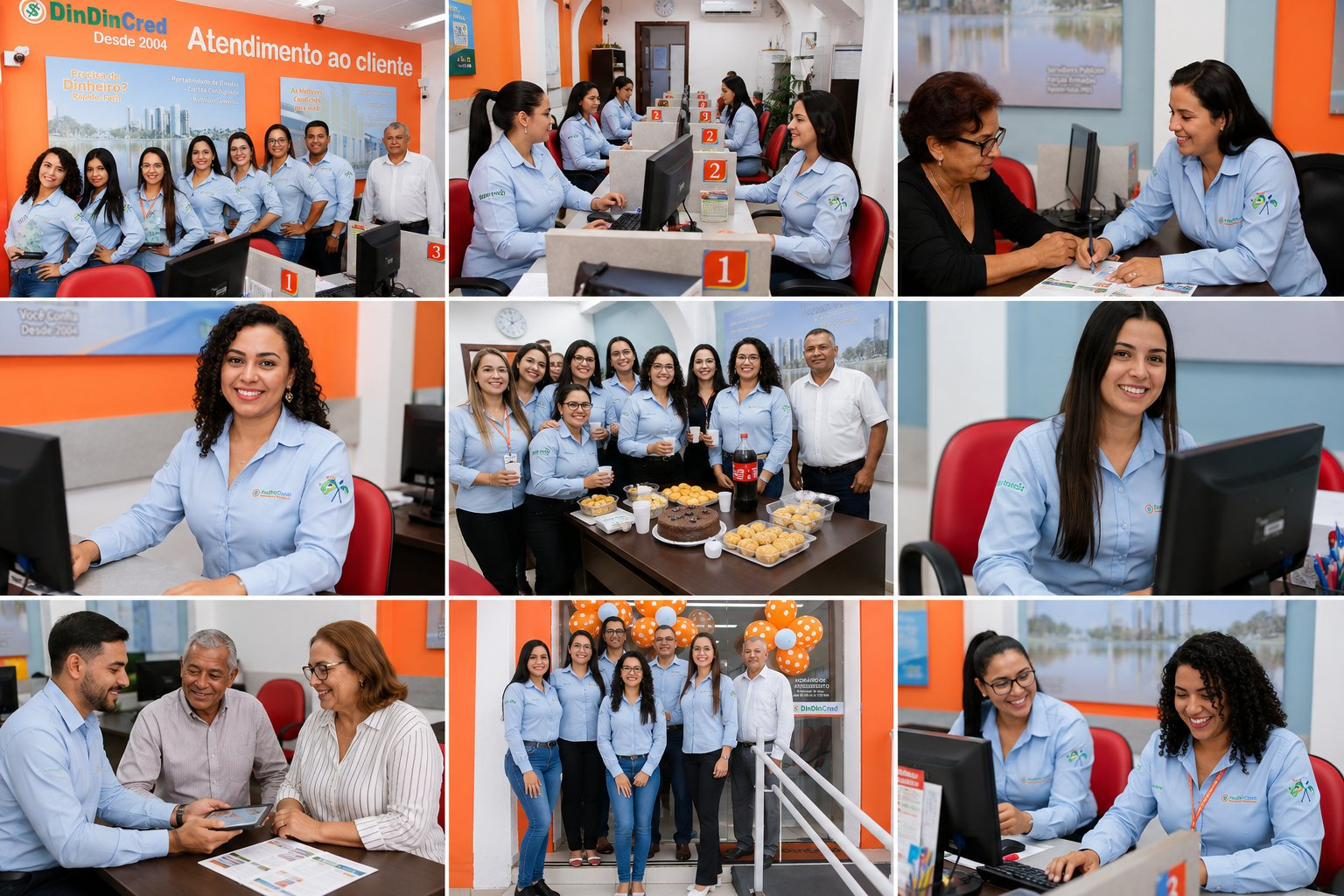 Bastidores e atendimento da Din Din Cred